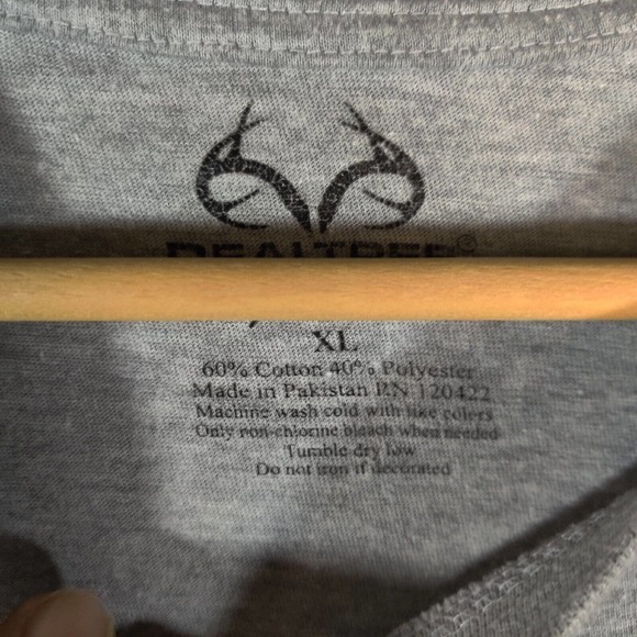 Realtree Shirt Men's XL Ggrey Short Sleeve Classic Fit Tee Deer‎ Skull Flag - Picture 4 of 7